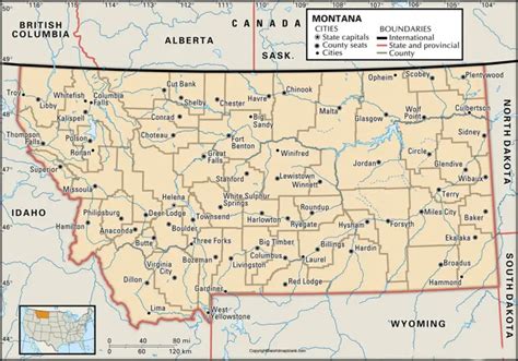 Labeled Map Of Montana With Capital And Cities