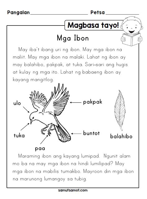 Worksheet For Grade 1 Filipino Pagbasa Nehru Memorial