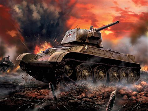 Photo T 34 Tank T 34 76 Painting Art Military