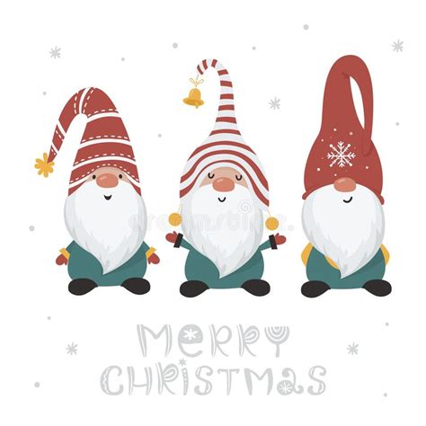 Christmas Card With Gnomes Stock Vector Illustration Of Male 198107064