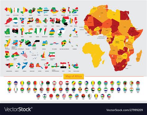 Map Africa Flags African Countries Royalty Free Vector Image
