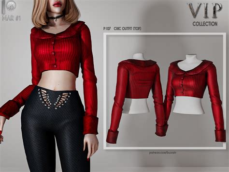 The Sims Resource Patreon Early Access Chic Outfit Top P107