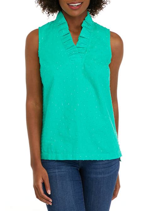 Crown And Ivy™ Womens Sleeveless Ruffled V Neck Top Belk