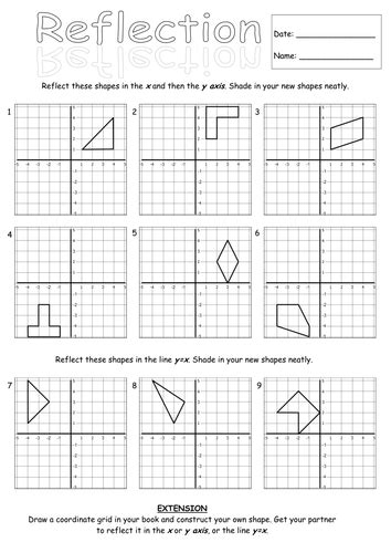 Reflection Worksheets Reflection Of Shapes By Kbarker86 Teaching