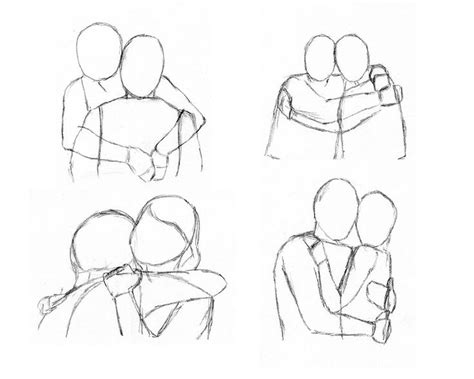 Four Different Views Of People Hugging Each Other With Their Arms