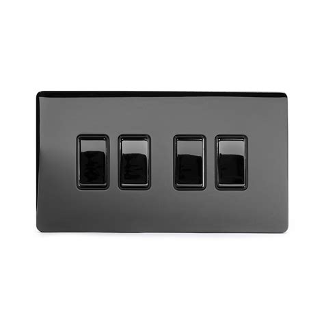 Black Nickel 4 Gang Light Switch 4 Gang 2 Way Switch With Black