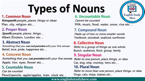 Different Types Of Nouns And Examples