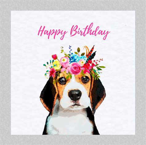 Beagle Birthday Card Cute Dog Greeting Card Etsy Uk