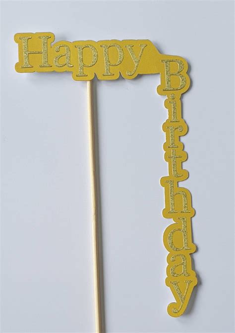 Happy Birthday Vertical Cake Topper Many Colours To Choose Etsy