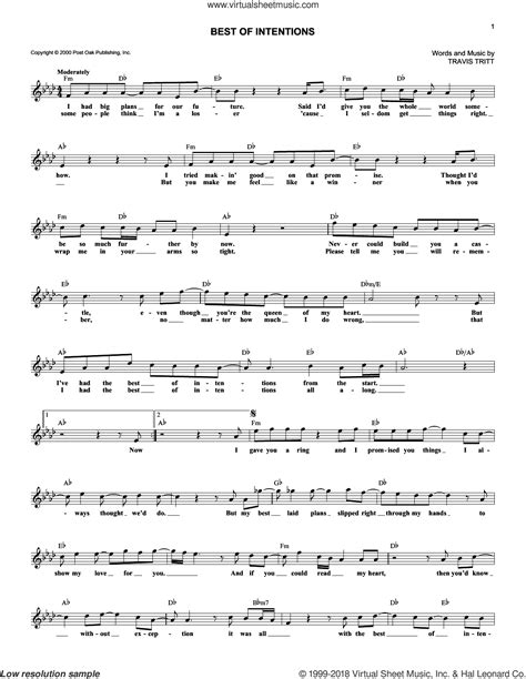 Songstube provides all the best travis tritt songs, oldies but goldies tunes and legendary hits. Tritt - Best Of Intentions sheet music (fake book) PDF