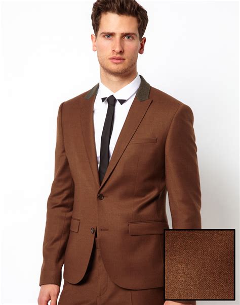 Lyst Asos Slim Fit Suit Jacket In Rust In Brown For Men