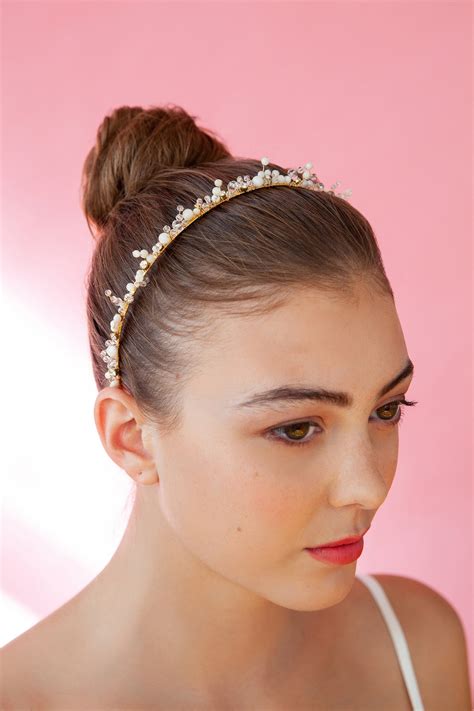 Pearl Crystal Headband Bridal Headband Embellished Etsy