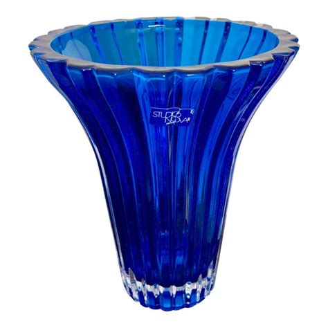 Vintage Modern Turquoise Blue Ribbed Glass Vase Chairish
