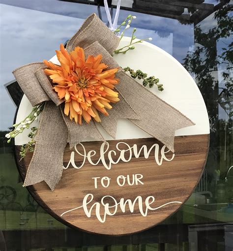 Round Wooden Sign For Your Front Door Or Entry Way Wood Front Doors