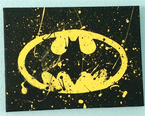 Batman Canvas Painting Yellow Black Batman Bat Paint