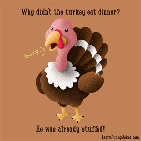 Drawing Of A Turkey Why Didn’t The Turkey Eat Dinner He Was Already Stuffed Thanksgiving Joke