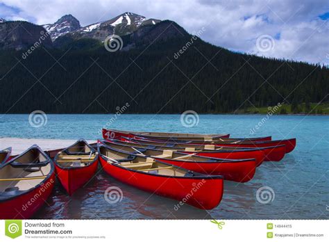 0range Canoes At Lake Louise Stock Image Image Of Landscape Mountain