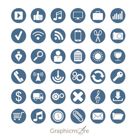 36 Flat Icons Set Design Free Vector File By Graphicmore Icon Set