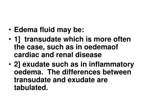 Ppt Edema — Increased Fluid In The Interstitial Tissue Spaces