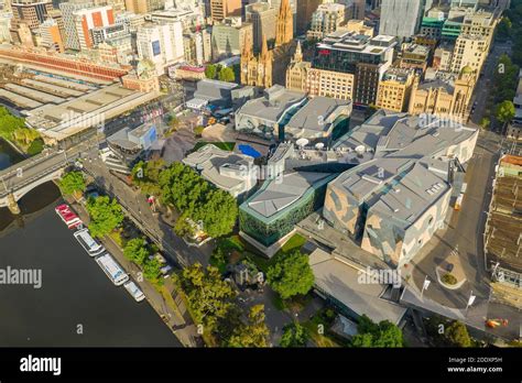 Aerial Photo Of Federation Square In Melbourne Cbd Stock Photo Alamy