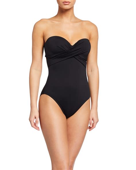 Kate Spade New York Tie Front Bandeau Cutout One Piece Swimsuit