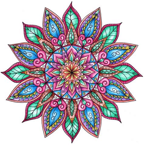 Finished Colouring Floral Mandala Colorful Mandala Tattoo Mandala