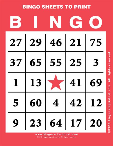 Bingo Sheets To Print