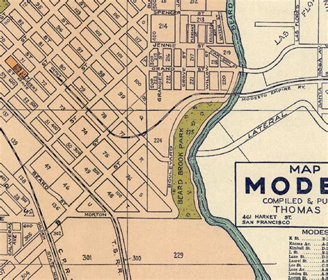 Old Map Of Modesto Vintage City Plan Restored Fine Print Etsy