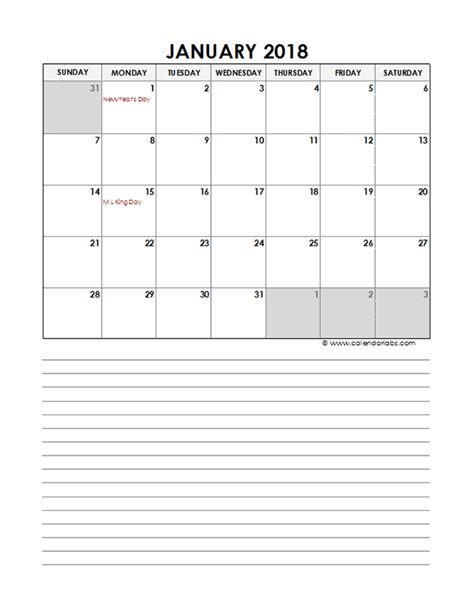 2018 Monthly Excel Template Calendar Free Printable Templates