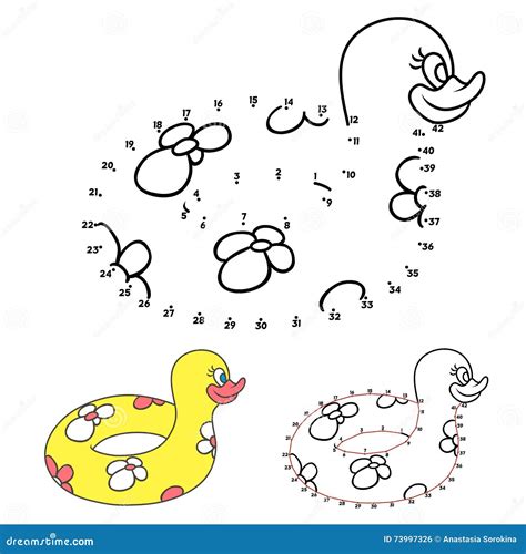 Duck Connect The Dots And Color Cartoon Vector 97567903