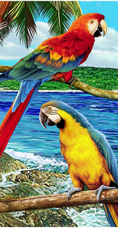 Mackaw Amazon Endanger Parrot Painting Parrots Art Endangered Wildlife