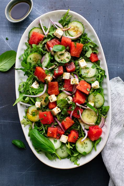 Watermelon Feta Basil Salad With Balsamic Vinaigrette A Simple Palate