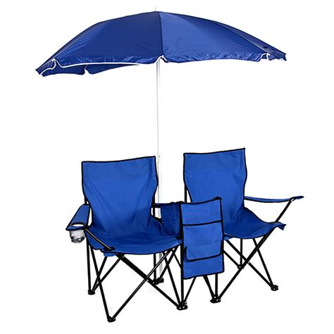 Double Portable Foldable Chairs With Umbrellaandcooler Urhomepro Folding