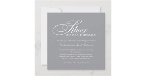 Silver Wedding Anniversary Invitation Zazzle