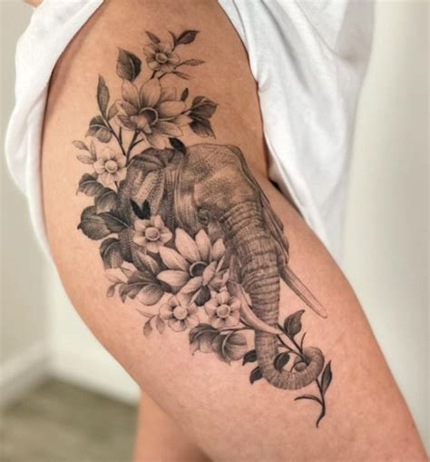 top 30 trendy elephant flower tattoo designs inku paw