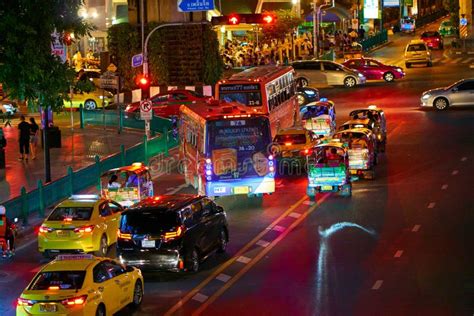 Road Traffic In Bangkok Downtown Editorial Image Image Of Bangkok