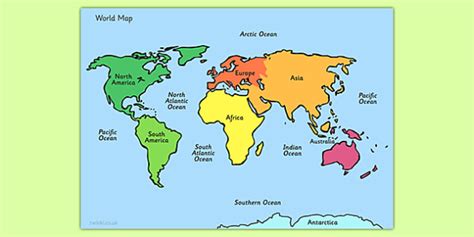 Map Of The World Labelled Geography Resource Twinkl