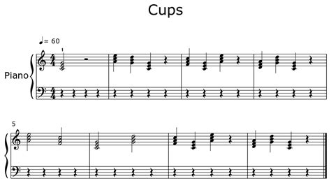 Cups Sheet Music For Piano