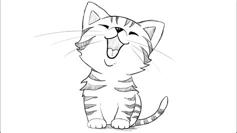 Cats are said to have 9 lives because they can get themselves out of sticky situations. How to draw a Yawning Kitten - YouTube