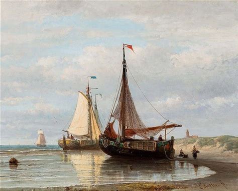 View Of The Beach At Zandvoort With Fishing Boats Painting Everhardus