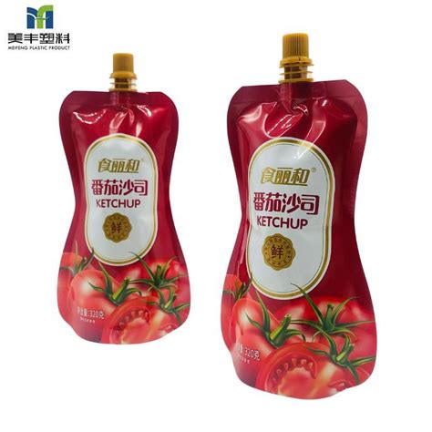 Food Grade Sauce Pouch Plastic Packaging With Spout For Tomato Packing