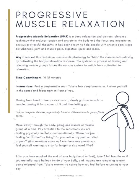 Updated Progressive Muscle Relaxation 3 Page Digital Handout Etsy