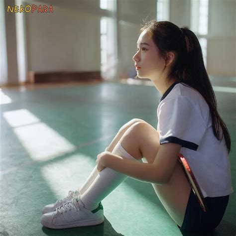 Cute Japanese School Girls Uniform Sportwear Cosplay Uniform Gym Shirttriangelquardangle