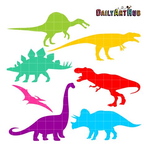 Dino Silhouettes Clip Art Set Daily Art Hub