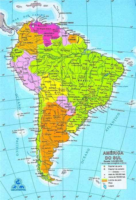 Mapa De América Del Sur Sudamérica Mapa Da América Do Sul Map Of
