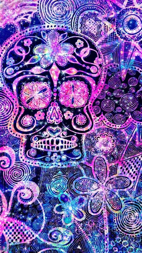 🔥 download galaxy skull art made by me purple sparkly wallpaper by taylors41 glitter skull
