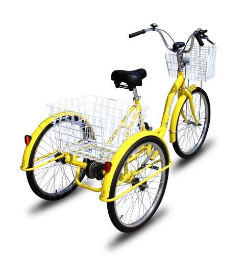 Vevor Adult Tricycle 20 Inch 7 Speed Three Wheel Bikes Yellow Tricycle With Bell Brake System