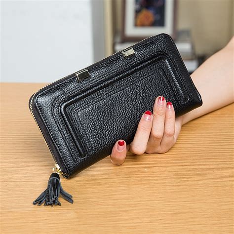 Fashion Womens Natural Leather Wallet Female Genuine Leather Wallets