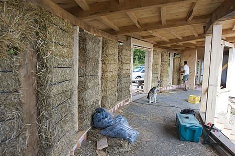 The structure stable whilst the straw is being placed. Straw Bale House Inspection - InterNACHI