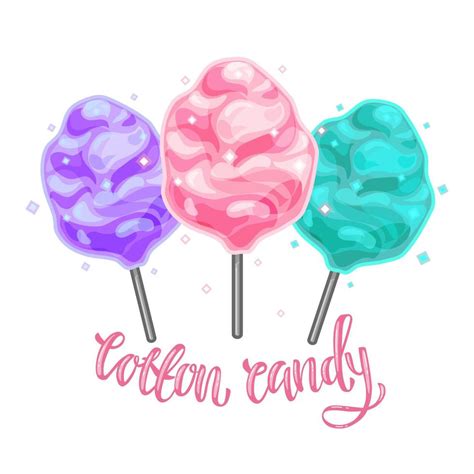 Colorful Illustration Of Cotton Candy On A White Isolated Background